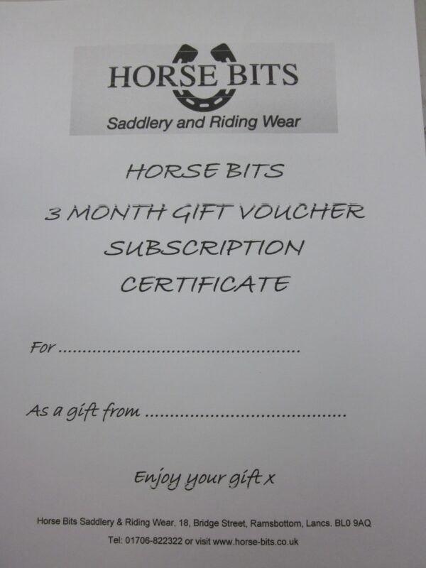 Three Month Horse Bits Gift Voucher Subscription £10/Month Horse Bits